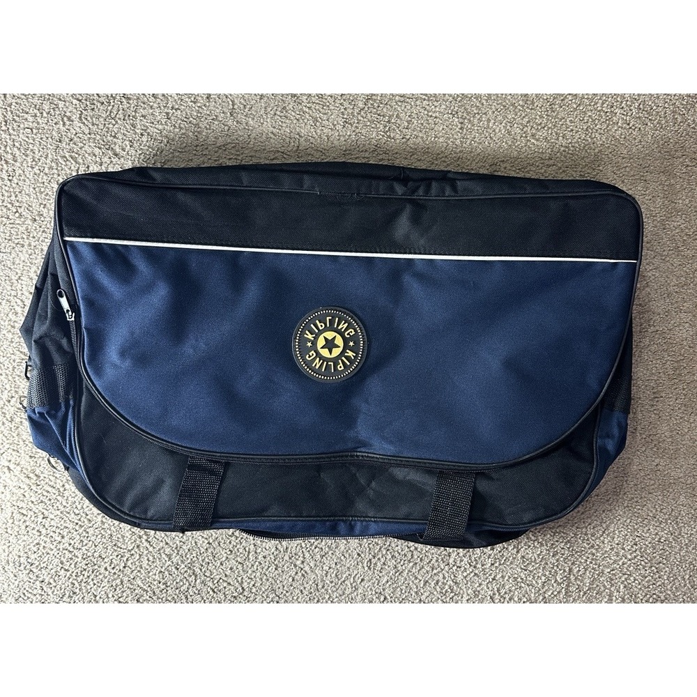 Kipling Messenger Bag Laptop Shoulder Bag Blue Black Nylon Crossbody